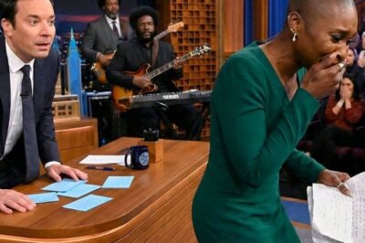 Jimmy Fallon in Tränen, als Cynthia Erivo nach dem Vorlesen dieses Briefes plötzlich die Bühne verlässt. DT