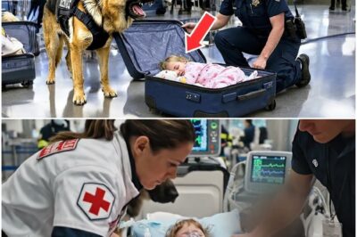 Polizeihund dreht am Gepäckband des Flughafens durch… Die Wahrheit im blauen Koffer war unglaublich